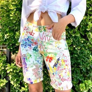 HELMUT LANG VINTAGE FLORAL CROPPED PANTS